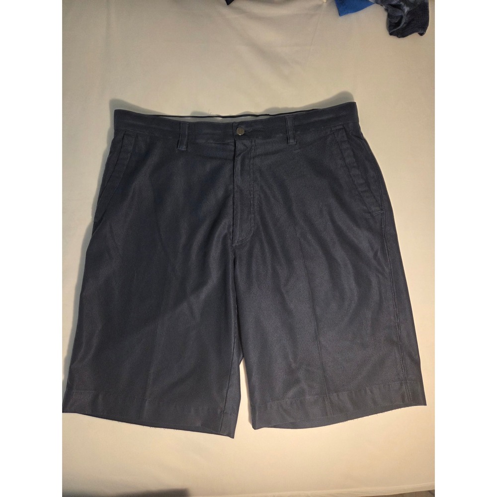 Callaway Golf Shorts Mens 36 Navy Blue Excellent Micro Stripe Flat Front Pockets